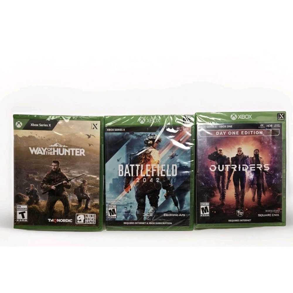 3 Microsoft Xbox Series X Games Battlefield 2042 Way Of The Hunter Outriders